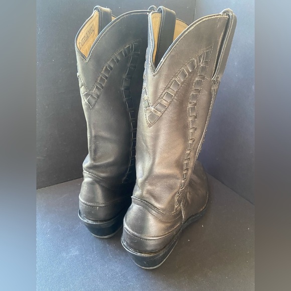 Durango Black Western Leather Boots Y2K 90s Style Festival Boho Casual - Picture 5 of 8